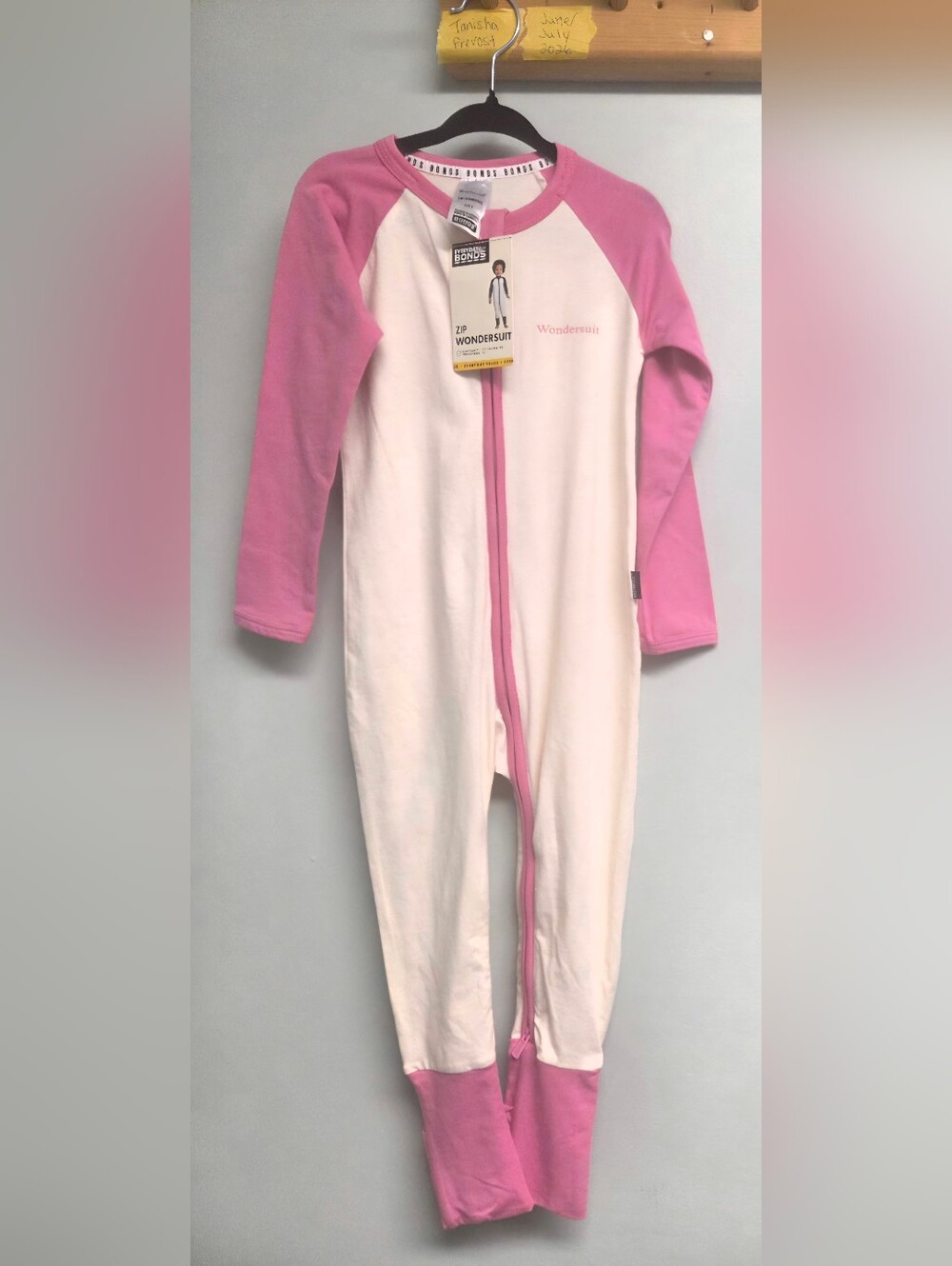 Kids Cream & Pink One-Piece Footless Pajama Size 2
